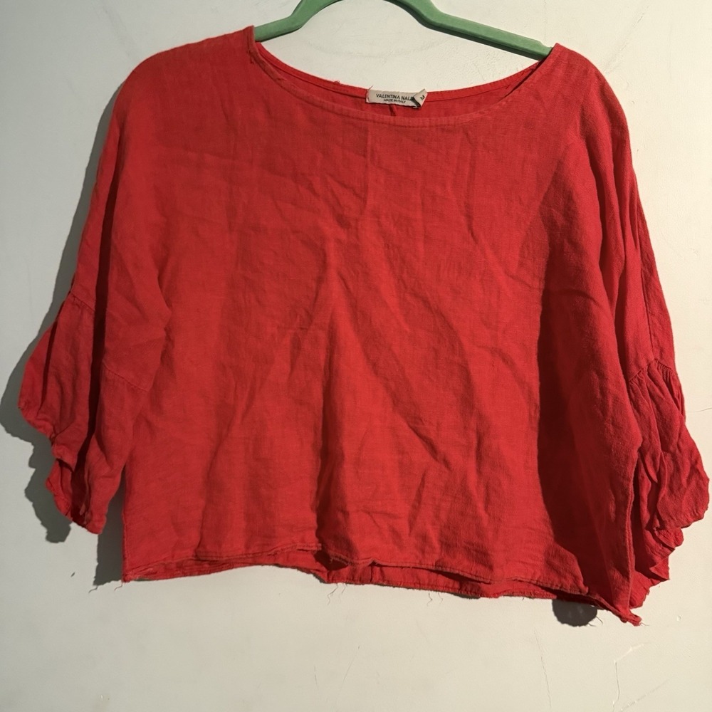 Valentina Naldi Medium Linen Top Dolman Lagenlook Granola Red Coastal Made Italy